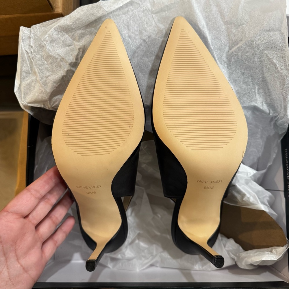 Nine West Black Leather Slingback Heels - Picture 7 of 8